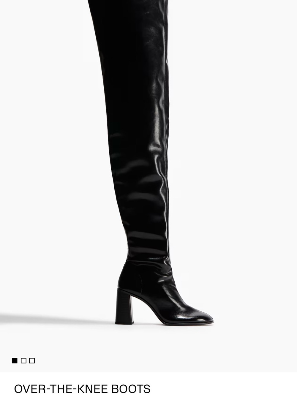 H&M Black Patent Over-the-Knee Block Heel Boots
